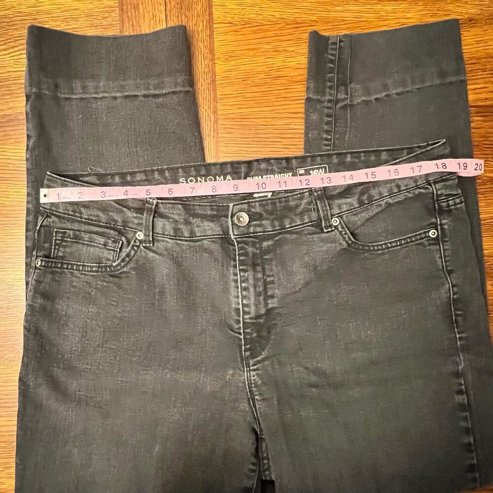 Z DRAFT - Sonoma Life & Style Black Slim Straight Jeans Size 16W - Picture 3 of 14